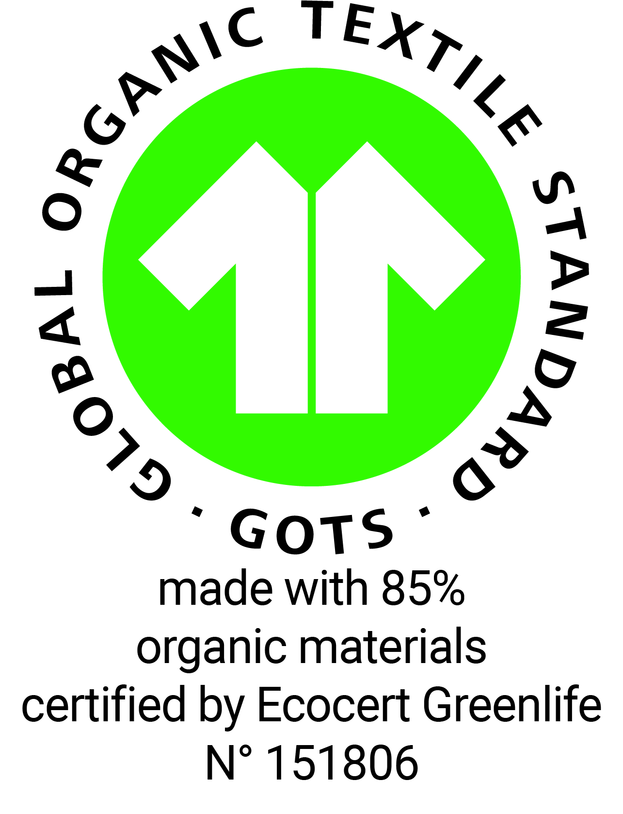 85% organic certified by Ecocert Greenlife N° 151806